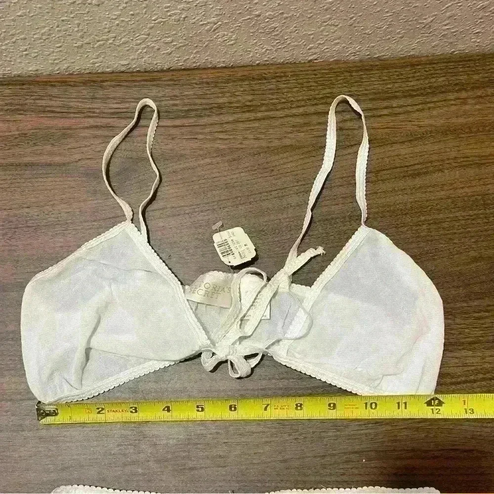NWT Vintage Victorias Secret 1980s Gold Label Lace Bra Bralette Panties Set Sz M